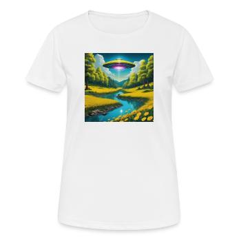 UFO - Frauen T-Shirt atmungsaktiv - Weiß - Vorne - AI Model Female 172 dark (172cm)
