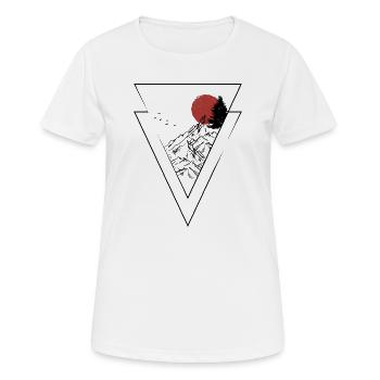 Rote Silhouette des Sonnenuntergangsgipfels - Frauen T-Shirt atmungsaktiv - Weiß - Vorne - AI Model Female 172 dark (172cm)