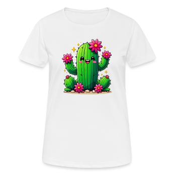 Kaktus - Frauen T-Shirt atmungsaktiv - Weiß - Vorne - AI Model Female 172 dark (172cm)