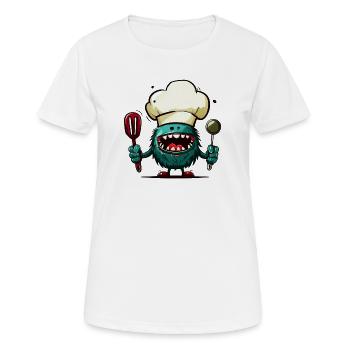 Alien extraterrestre Martien Cuisinier Chef - T-shirt respirant Femme - blanc - Devant - AI Model Female 172 dark (172cm)