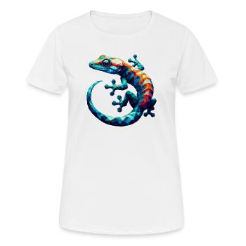 Polygonaler Gecko - Frauen T-Shirt atmungsaktiv - Weiß - Vorne - AI Model Female 172 dark (172cm)