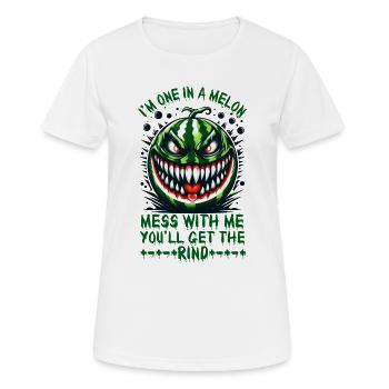 Je ne fais qu’un dans un melon. Embrouille-moi, Summerween - T-shirt respirant Femme - blanc - Devant - AI Model Female 172 dark (172cm)