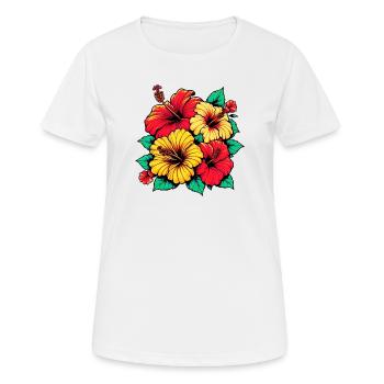 Hibiscus Flowers - Women's Breathable T-Shirt - white - Front - AI Model Female 172 dark (172cm)