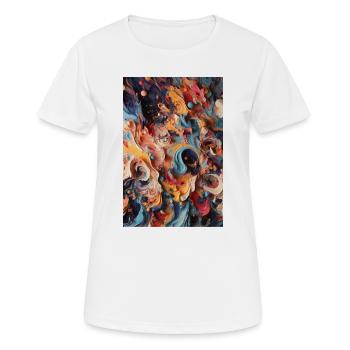 Vibrant Swirls: Eine farbenfrohe abstrakte Reise - Frauen T-Shirt atmungsaktiv - Weiß - Vorne - AI Model Female 172 dark (172cm)