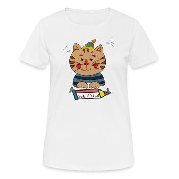Chat écolier - T-shirt respirant Femme - blanc - Devant - AI Model Female 172 dark (172cm)