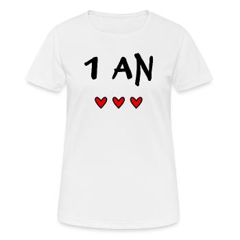 1. 1 Jahr. 1. JAHRESTAG. 1-JÄHRIGES JUBILÄUM - Frauen T-Shirt atmungsaktiv - Weiß - Vorne - AI Model Female 172 dark (172cm)