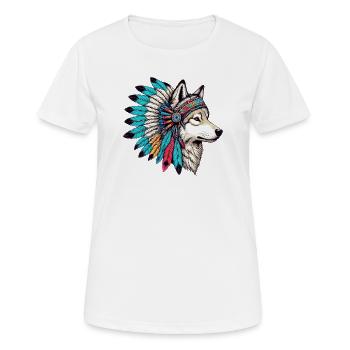 American Indian Wolf American Redskin - Women's Breathable T-Shirt - white - Front - AI Model Female 172 dark (172cm)