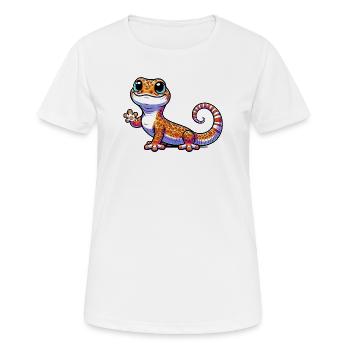 Gecko - Frauen T-Shirt atmungsaktiv - Weiß - Vorne - AI Model Female 172 dark (172cm)