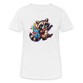 Start of school with raccoon: raccoon for school beginners - Women's Breathable T-Shirt - white - Front - AI Model Female 172 dark (172cm)