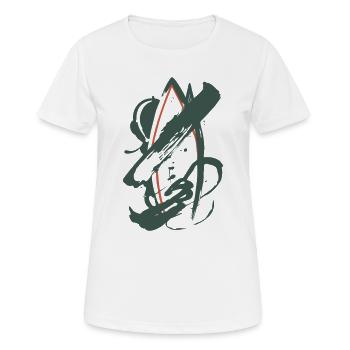 Abstraction Géométrique en Vert & Orange - T-shirt respirant Femme - blanc - Devant - AI Model Female 172 dark (172cm)