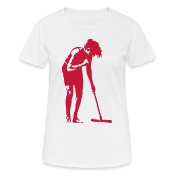 Frau beim Putzen - Frauen T-Shirt atmungsaktiv - Weiß - Vorne - AI Model Female 172 dark (172cm)
