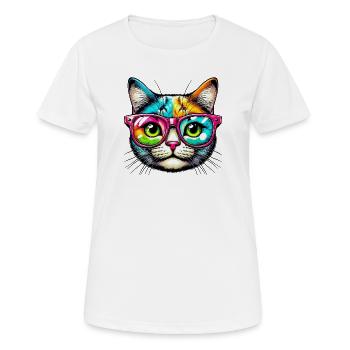 Kater mit Sonnenbrille - Frauen T-Shirt atmungsaktiv - Weiß - Vorne - AI Model Female 172 dark (172cm)
