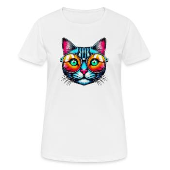Kater mit Sonnenbrille - Frauen T-Shirt atmungsaktiv - Weiß - Vorne - AI Model Female 172 dark (172cm)