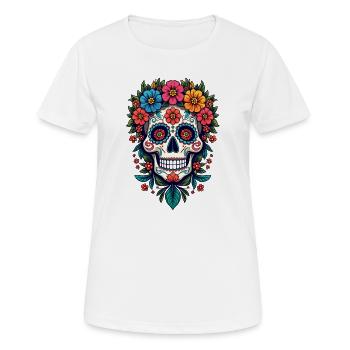 Festlicher Dia de los Muertos, Tag der Toten - Frauen T-Shirt atmungsaktiv - Weiß - Vorne - AI Model Female 172 dark (172cm)