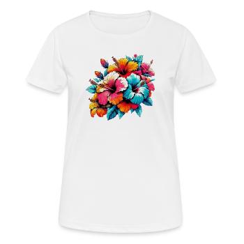 Hibiscus Flowers - Women's Breathable T-Shirt - white - Front - AI Model Female 172 dark (172cm)