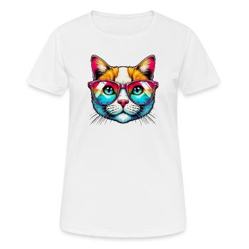 Kater mit Sonnenbrille - Frauen T-Shirt atmungsaktiv - Weiß - Vorne - AI Model Female 172 dark (172cm)