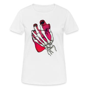Coeur dans la main squelette - T-shirt respirant Femme - blanc - Devant - AI Model Female 172 dark (172cm)
