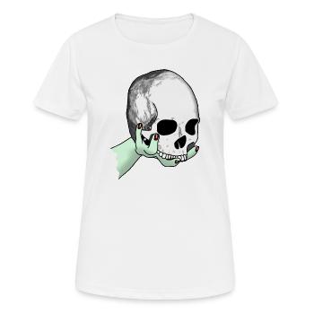 Le crâne est présenté - T-shirt respirant Femme - blanc - Devant - AI Model Female 172 dark (172cm)