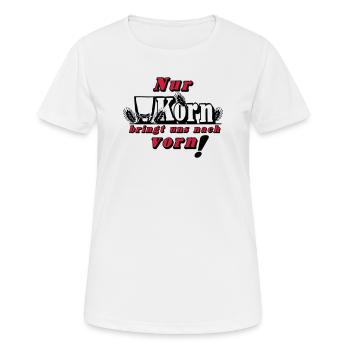 Korn , Party , Weizenkorn ,Nur Korn bringt uns(25) - Frauen T-Shirt atmungsaktiv - Weiß - Vorne - AI Model Female 172 dark (172cm)
