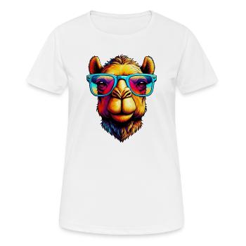 Camel mit Sonnenbrille - Frauen T-Shirt atmungsaktiv - Weiß - Vorne - AI Model Female 172 dark (172cm)