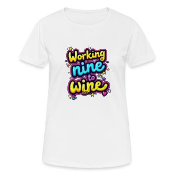 VON NEUN ZUM WEIN - Frauen T-Shirt atmungsaktiv - Weiß - Vorne - AI Model Female 172 dark (172cm)