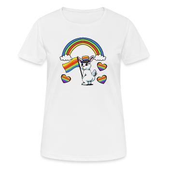 Lapin LGBT Drapeau arc-en-ciel Coeur arc-en-ciel - T-shirt respirant Femme - blanc - Devant - AI Model Female 172 dark (172cm)