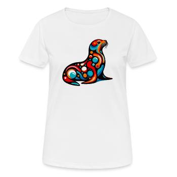 Siegel - Frauen T-Shirt atmungsaktiv - Weiß - Vorne - AI Model Female 172 dark (172cm)