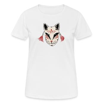 Kitsune Mask with Red Tassels - Women's Breathable T-Shirt - white - Front - AI Model Female 172 dark (172cm)