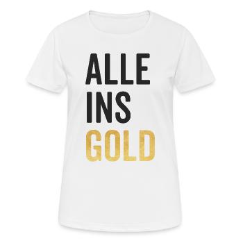 Alle ins Gold - Frauen T-Shirt atmungsaktiv - Weiß - Vorne - AI Model Female 172 dark (172cm)