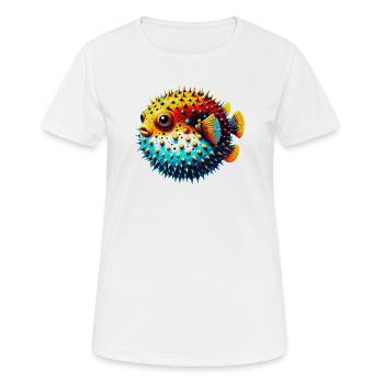 Kugelfisch - Frauen T-Shirt atmungsaktiv - Weiß - Vorne - AI Model Female 172 dark (172cm)