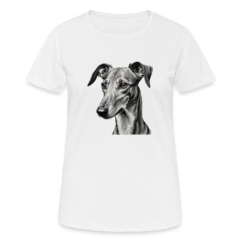 Grauer Windhund Porträt Zeichnung - Frauen T-Shirt atmungsaktiv - Weiß - Vorne - AI Model Female 172 dark (172cm)