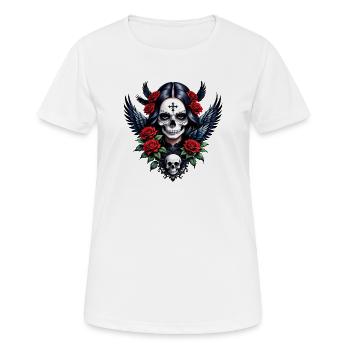 Crâne en sucre Ange avec des Roses. - T-shirt respirant Femme - blanc - Devant - AI Model Female 172 dark (172cm)