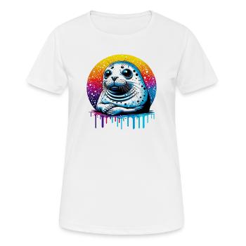 Phoque - T-shirt respirant Femme - blanc - Devant - AI Model Female 172 dark (172cm)