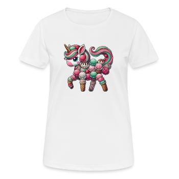 Einhorn Eis Kugel Eis Sommer Nachtisch skurril - Frauen T-Shirt atmungsaktiv - Weiß - Vorne - AI Model Female 172 dark (172cm)