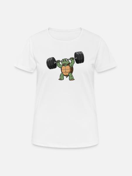 Starke Schildkröte Fitness Hantel Workout Training - Andningsaktiv T-shirt dam - vit