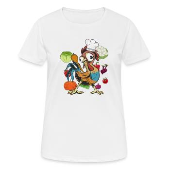 Poulet Coq Cuisinier Cuisiniers Cuisinier Arts culinaires Légumes - T-shirt respirant Femme - blanc - Devant - AI Model Female 172 dark (172cm)