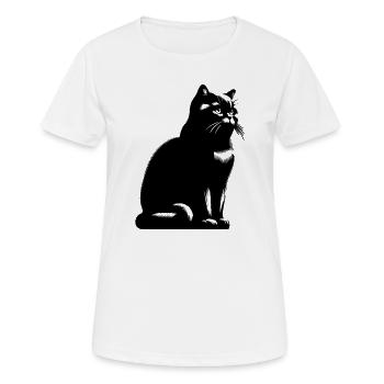Chat British Shorthair - T-shirt respirant Femme - blanc - Devant - AI Model Female 172 dark (172cm)
