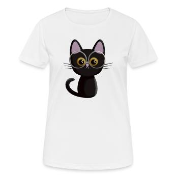 Schwarze Katze - Frauen T-Shirt atmungsaktiv - Weiß - Vorne - AI Model Female 172 dark (172cm)