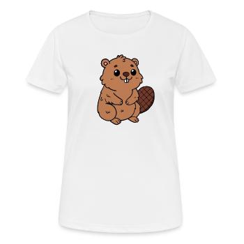 Biber - Frauen T-Shirt atmungsaktiv - Weiß - Vorne - AI Model Female 172 dark (172cm)