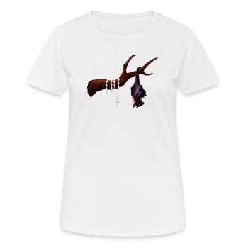 Flughund mit Ast, Rosenkränze, verschenken - Frauen T-Shirt atmungsaktiv - Weiß - Vorne - AI Model Female 172 dark (172cm)