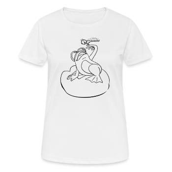 Frog Dragonfly coloring page hand-illustrated - Women's Breathable T-Shirt - white - Front - AI Model Female 172 dark (172cm)