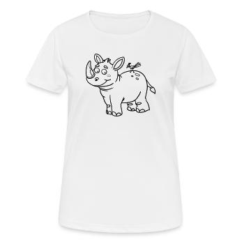 Rhino Kawaii coloring page hand-illustrated - Women's Breathable T-Shirt - white - Front - AI Model Female 172 dark (172cm)