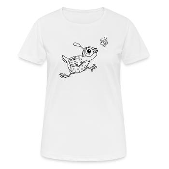 Coloring page bird with butterfly - Women's Breathable T-Shirt - white - Front - AI Model Female 172 dark (172cm)