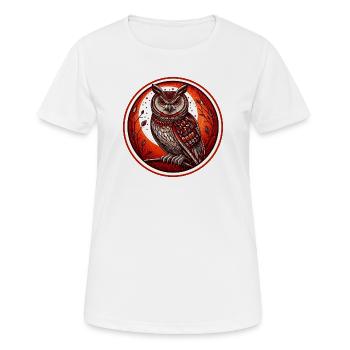 Roter Eulenkreis Emblem - Eule - Nachtvogel - Frauen T-Shirt atmungsaktiv - Weiß - Vorne - AI Model Female 172 dark (172cm)