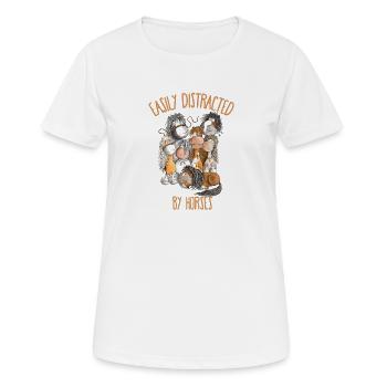 Horse Saying with Horse Motif Easily Distracted - Women's Breathable T-Shirt - white - Front - AI Model Female 172 dark (172cm)