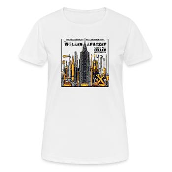 Auch Wolkenkratzer haben als Keller angefangen - Frauen T-Shirt atmungsaktiv - Weiß - Vorne - AI Model Female 172 dark (172cm)