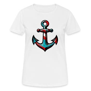 Ein Anker - Frauen T-Shirt atmungsaktiv - Weiß - Vorne - AI Model Female 172 dark (172cm)