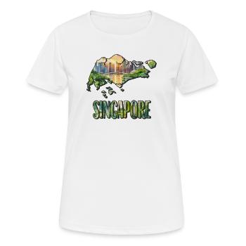 Aquarell Landkarte Singapur - Frauen T-Shirt atmungsaktiv - Weiß - Vorne - AI Model Female 172 dark (172cm)