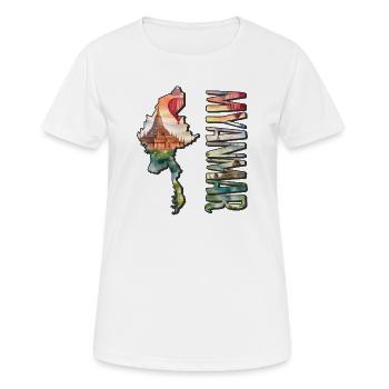 Watercolor Map Myanmar - Women's Breathable T-Shirt - white - Front - AI Model Female 172 dark (172cm)