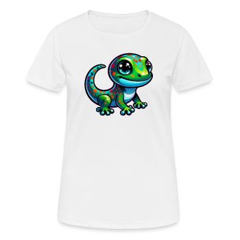 Gecko - Frauen T-Shirt atmungsaktiv - Weiß - Vorne - AI Model Female 172 dark (172cm)